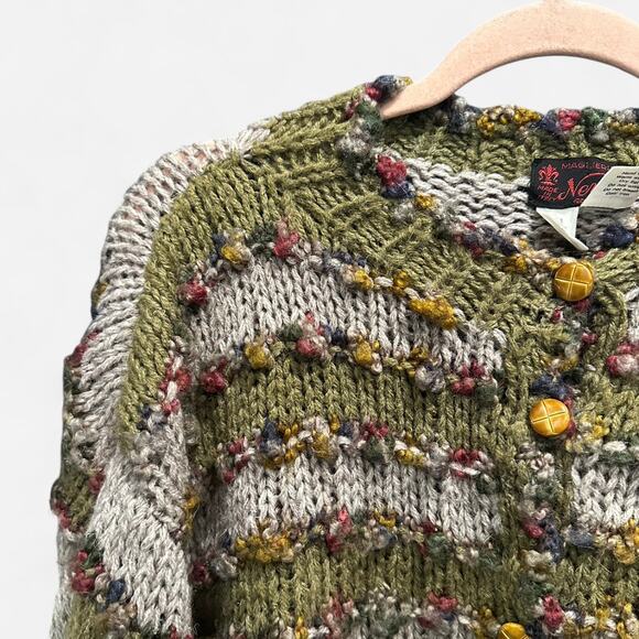 Magijeria Nemi Handknit Italian Wool Chunky Knit Oversized Cardigan Boho Chic - Picture 4 of 7